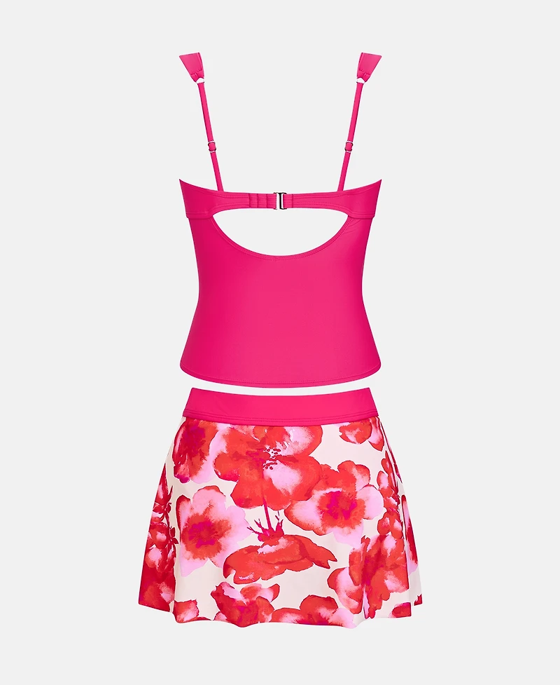 Cupshe Women's V-Neck Tankini Set with Swim Skirt
