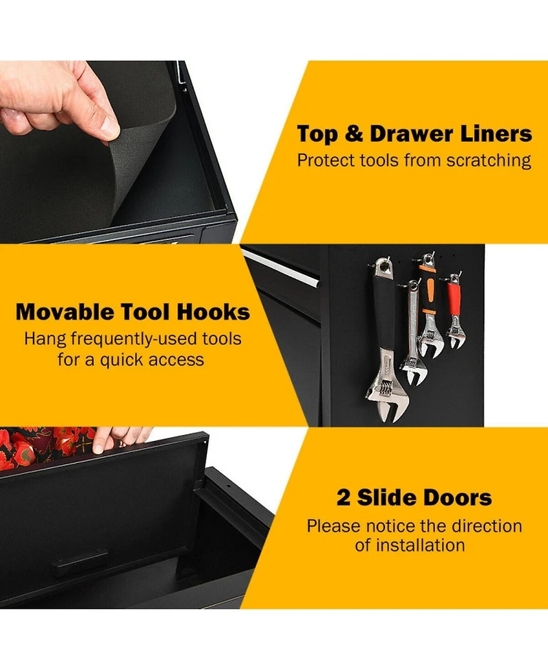 Gouun 6-Drawer Heavy-Duty Tool Chest with Heightening Cabinet for Garage