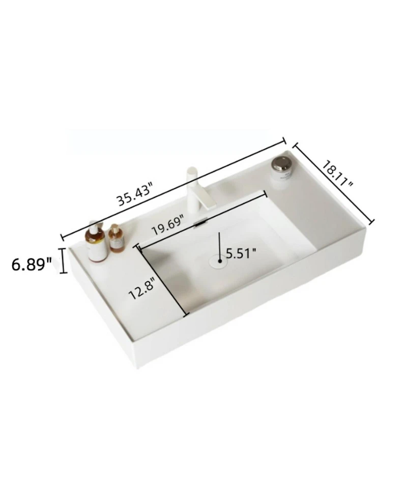 Sillysis Floating Bathroom Vanity with Acrylic Integrated Sink, Wall Mounted Shelf, Modern Storage Solution for Small Bathrooms