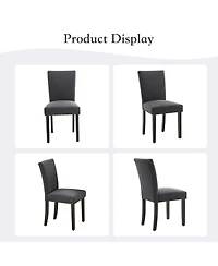 homfan Set of 4/6 Modern Linen Dining Chairs, Parsons Style with Nailhead Trim, Padded Seat, Wood Legs, High Back, Accent Kitchen