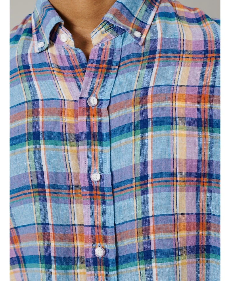 Aubin Men's Croyland Madras Button-Down Linen Shirt