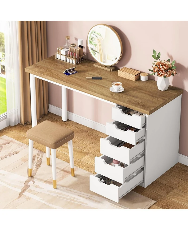 Tribesigns 47 inches Vanity Desk with 5 Drawers, Modern Style