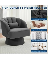 gaomon Modern Swivel Barrel Accent Chair, 360degree(s) Teddy Fabric Upholstered Armchair with Striped Backrest and Plush Padding for Living Room