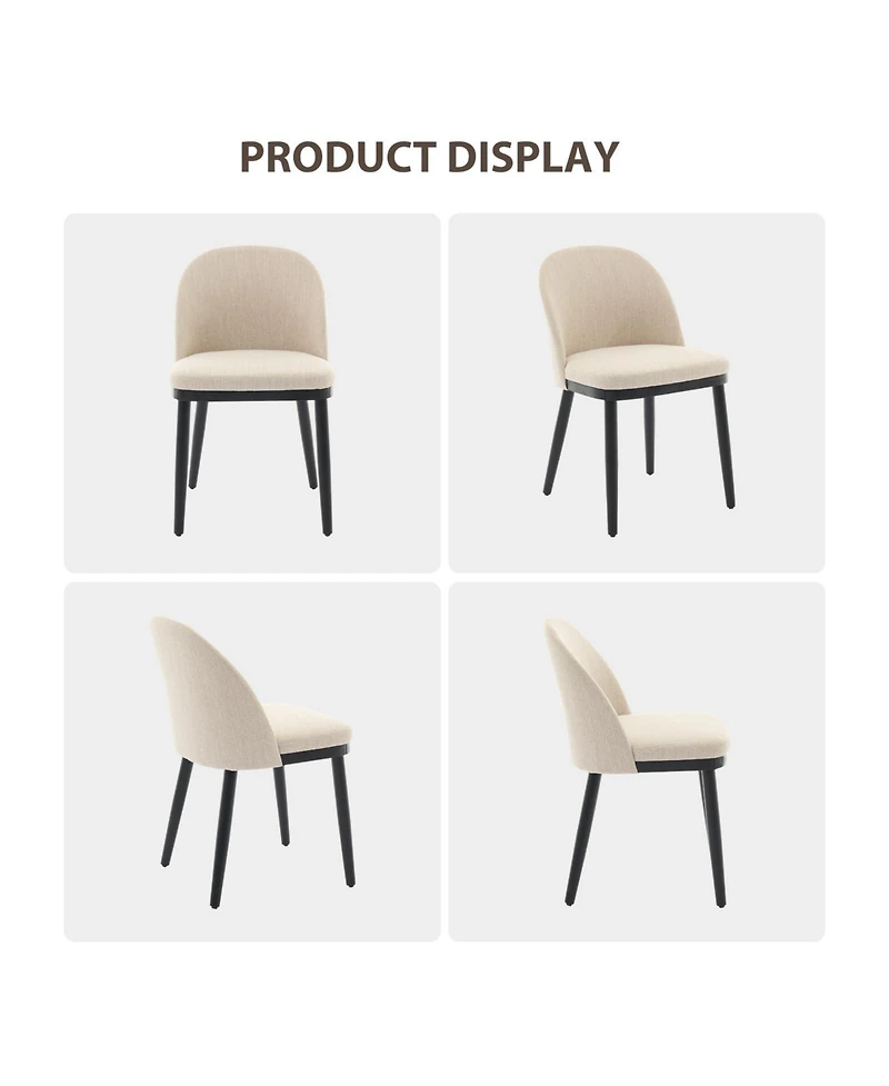 homfan Upholstered Dining Chairs Set of 4, Modern Fabric Room Kitchen Side Chair with Thick Padded Seat and Wood Legs