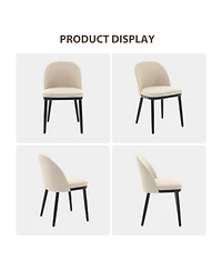 homfan Upholstered Dining Chairs Set of 4, Modern Fabric Room Kitchen Side Chair with Thick Padded Seat and Wood Legs