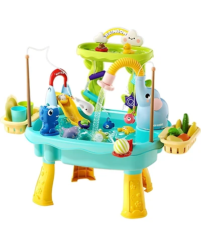 Gnuadz Kids Sand Water Table Electric Pump Kitchen Sink Fishing Toys