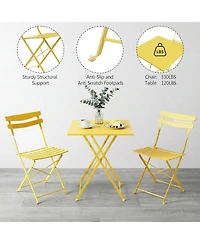 gaomon 3 Piece Metal Folding Patio Bistro Table and Chairs Set