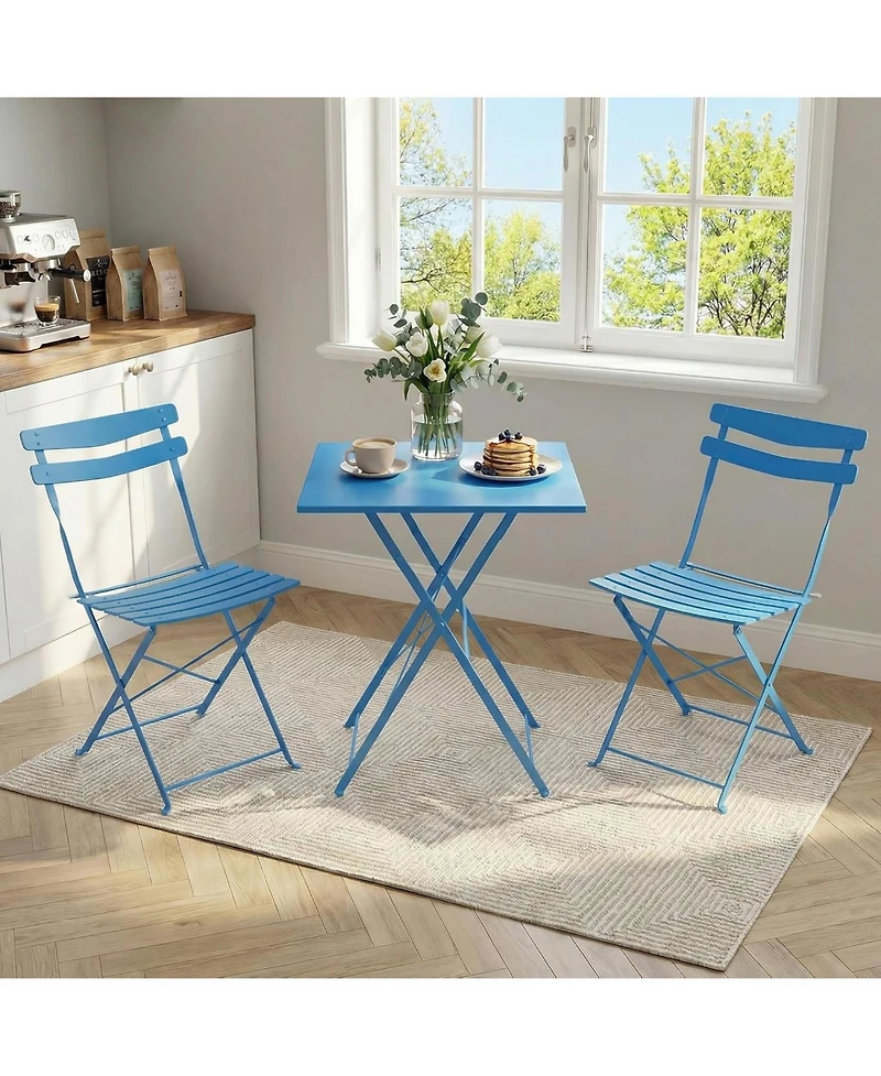 gaomon 3 Piece Metal Folding Patio Bistro Table and Chairs Set