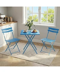 gaomon 3 Piece Metal Folding Patio Bistro Table and Chairs Set