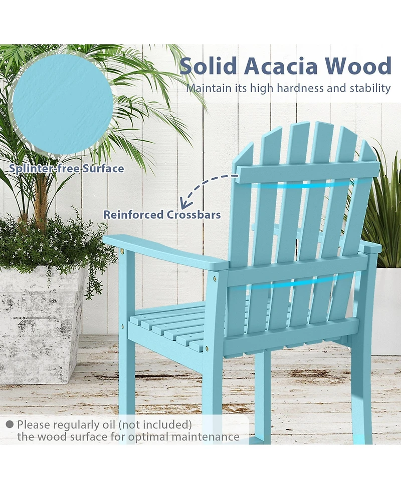 Gymax 4 Piece Tall Adirondack Chair w/Back Armrests and Footrest for Balcony Porch Deck