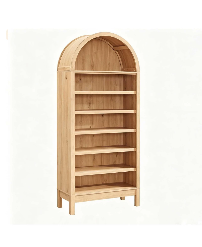 gaomon 71" Tall 7 Tier Arched Bookcase Bookshelf with Adjustable Shelves, Wooden Storage Cabinet for Bedroom