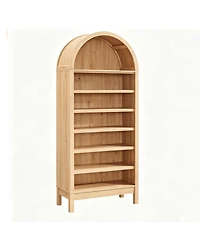 gaomon 71" Tall 7 Tier Arched Bookcase Bookshelf with Adjustable Shelves, Wooden Storage Cabinet for Bedroom