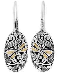 Devata Dragonfly Earrings in Sterling Silver and 18K Gold