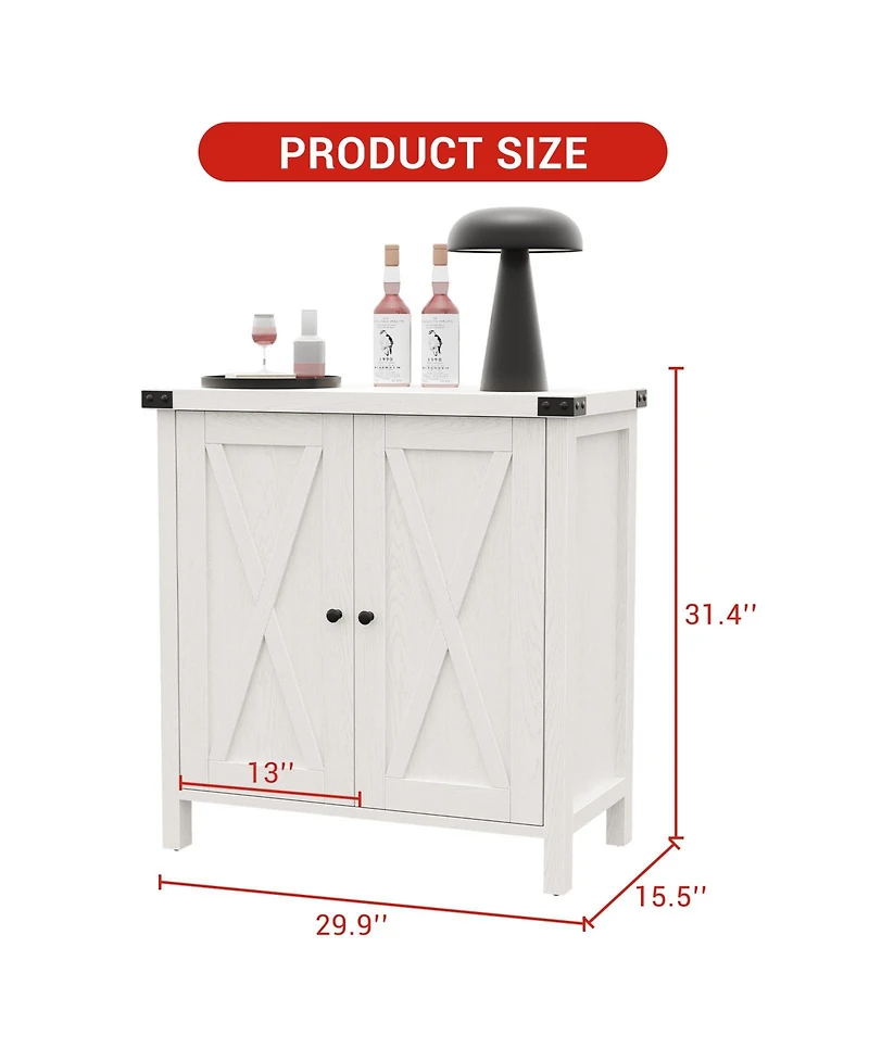 homfan X-Shaped Double Door Sideboard Cabinet, Accent Buffet Server with Storage Shelves for Dining Room Living Room