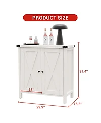 homfan X-Shaped Double Door Sideboard Cabinet, Accent Buffet Server with Storage Shelves for Dining Room Living Room