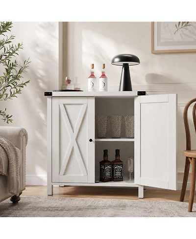 homfan X-Shaped Double Door Sideboard Cabinet, Accent Buffet Server with Storage Shelves for Dining Room Living Room