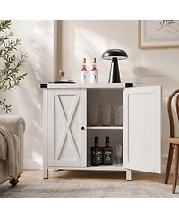 homfan X-Shaped Double Door Sideboard Cabinet, Accent Buffet Server with Storage Shelves for Dining Room Living Room