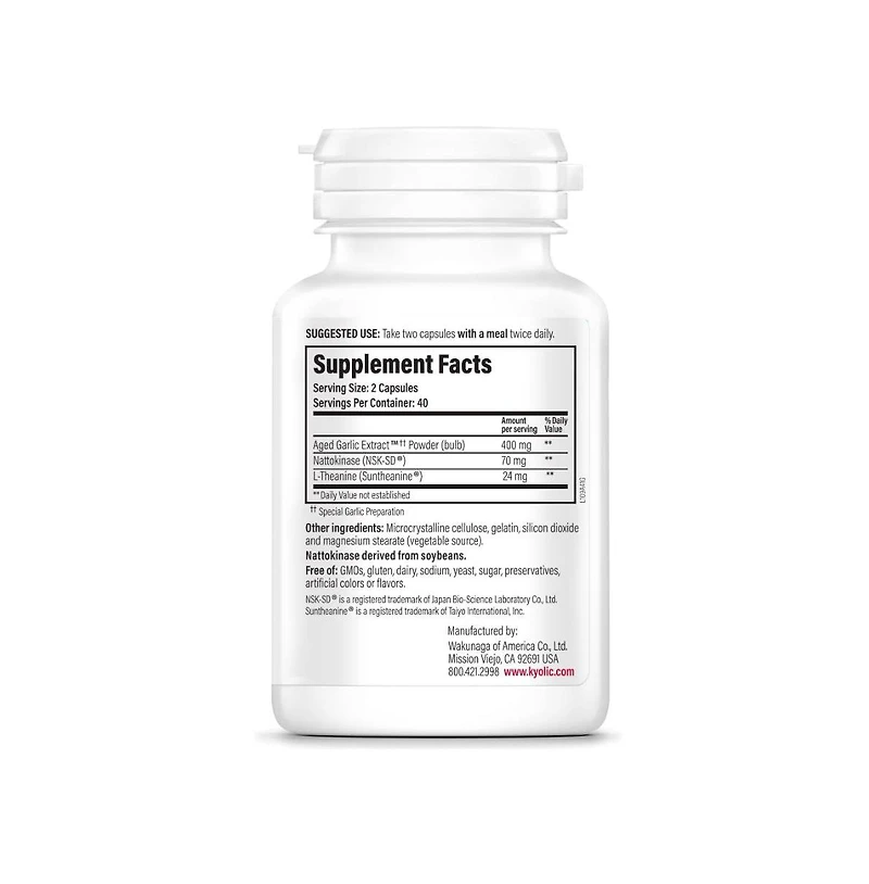 Kyolic Aged Garlic Extract Formula 109, Blood Pressure Health, 80 Capsules