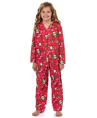 Elf Girls Pajamas Christmas Movie 7-16 I Know Him Coat Front 2-Piece Flannel Lounge Pajama Pant Set