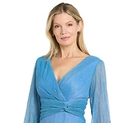 R & M Richards Petite V-Neck Cascade Dress
