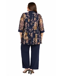 R & M Richards Plus Top, Pants, Jacket, 3-Piece Set