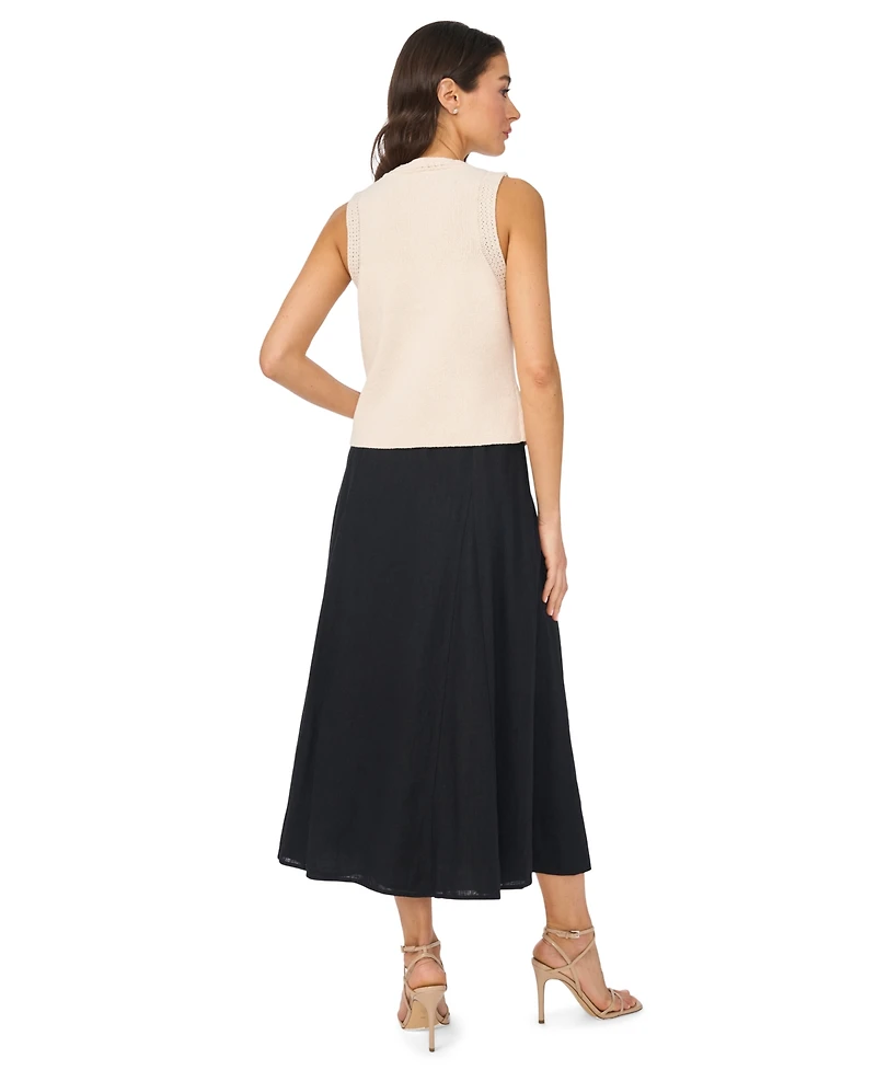 CeCe Women's Crewneck Shell-Button Tank Top
