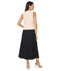 CeCe Women's Crewneck Shell-Button Tank Top