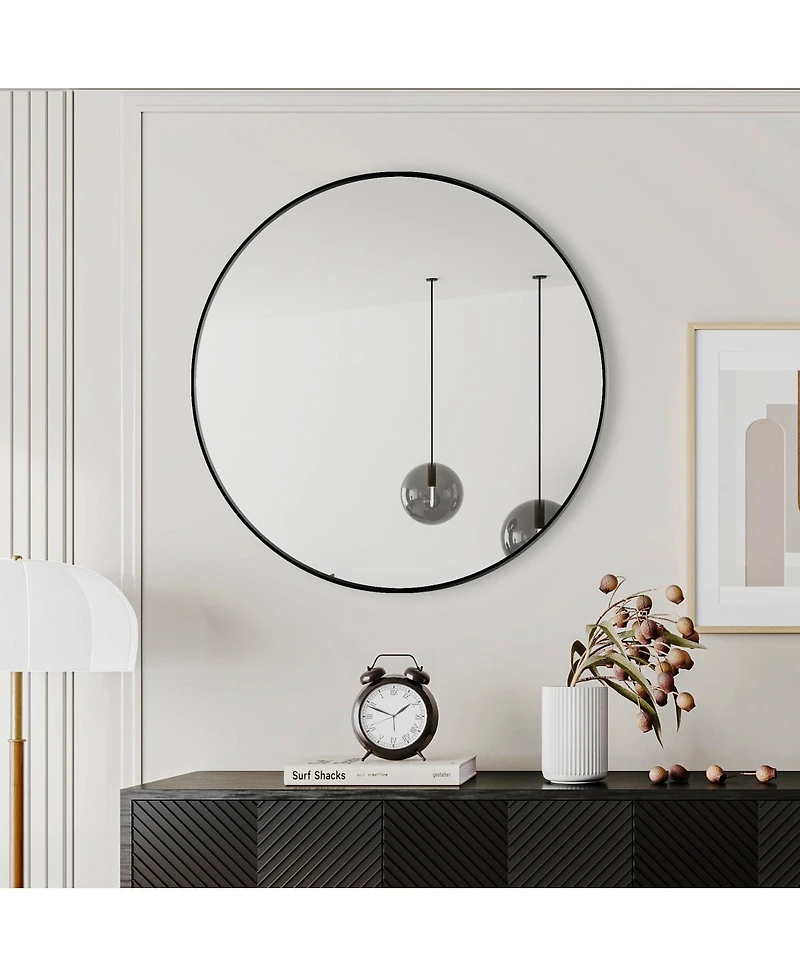Laoties 36" Large Round Wall Mirror, Modern Metal Circle Vanity Mirror for Bathroom, Entryway