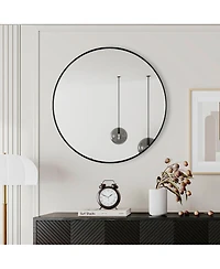 Laoties 36" Large Round Wall Mirror, Modern Metal Circle Vanity Mirror for Bathroom, Entryway