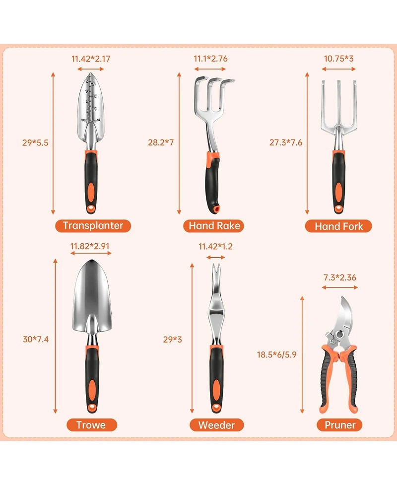 Xdovet Garden Tools Set Stainless Steel Heavy Duty Non-slip