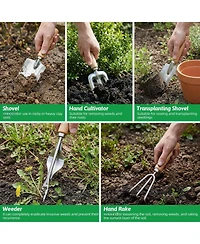 Xdovet Gardening Tool Set Heavy Duty Rust-proof With Tote Bag Repotting Mat