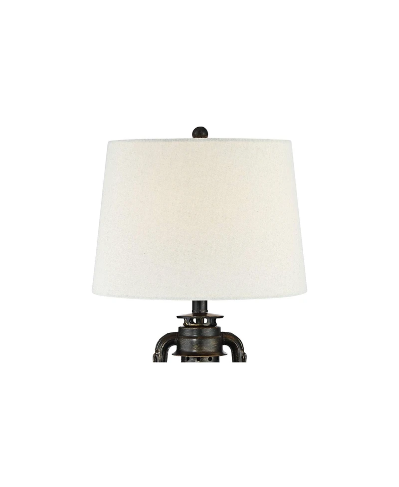 Franklin Iron Works Murphy 23" High Miner Lantern Industrial Accent Table Lamps Set of 2 Weathered Finish Metal