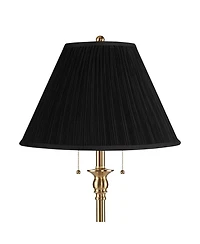 360 Lighting Dyna Traditional 58" Tall Standing Floor Lamp Pole Pull Chain Antique Brass Finish Mushroom Pleated Shade