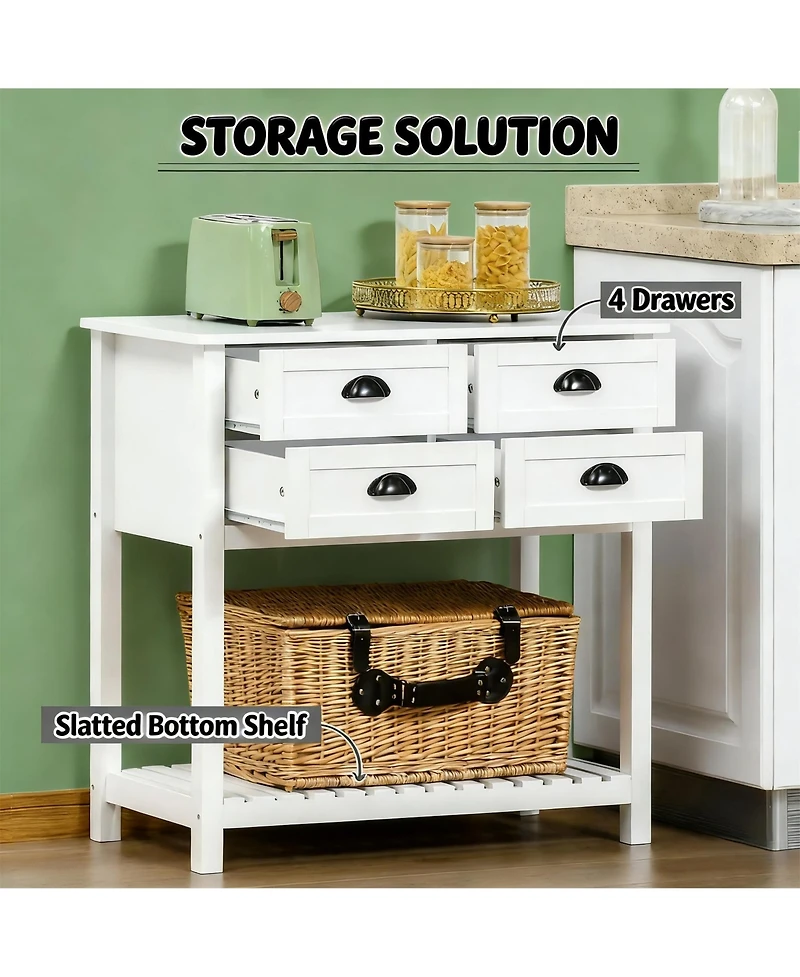 Clihome 31.5" H Storage Cabinet with 4 Drawers, White Mdf Entryway Organizer Coffee Bar