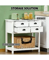 Clihome 31.5" H Storage Cabinet with 4 Drawers, White Mdf Entryway Organizer Coffee Bar