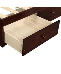 Boyel Living Twin Platform Bed with 3 Drawers, Solid Pinewood Storage Frame, Wood Finish, for Kids and Teens