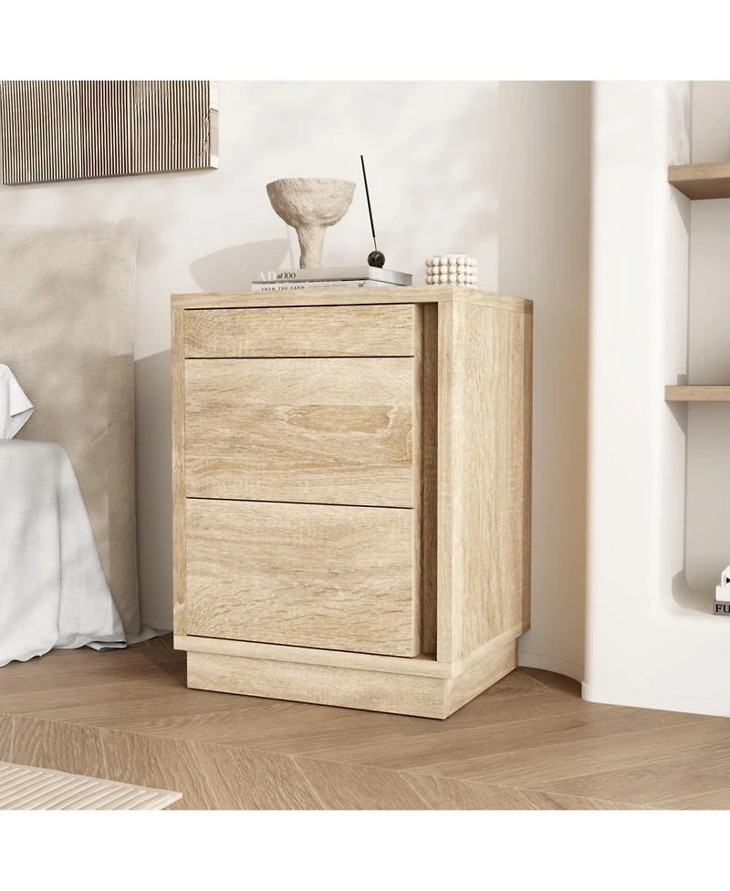 Homsee Chest of Drawers with Hidden Storage - 24-Inch Wide Modern Bedside Table with Sliding Door and Nfc Lock | Wooden Texture Nightstand
