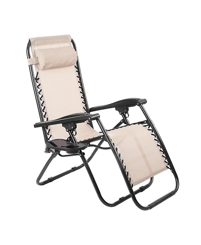 Aofar Zero Gravity Folding Reclining Lounge Chair With Side Table Cup Holder