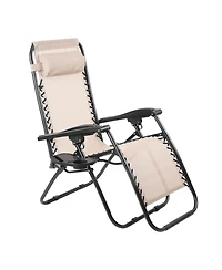Aofar Zero Gravity Folding Reclining Lounge Chair With Side Table Cup Holder