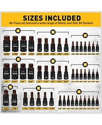 Xdovet Torx Hex Bit Socket Set 66-Piece Star E-Torx Cr-v S2 Automotive Mechanic