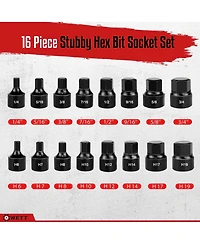 Xdovet Impact Hex Driver Socket Set 16pieces Stubby 3/8inch Drive Sae/Metric Cr-v