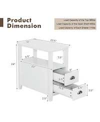 Gymax Side End Sofa Table Nightstand w/ 2 Drawers for Living Room Bedroom