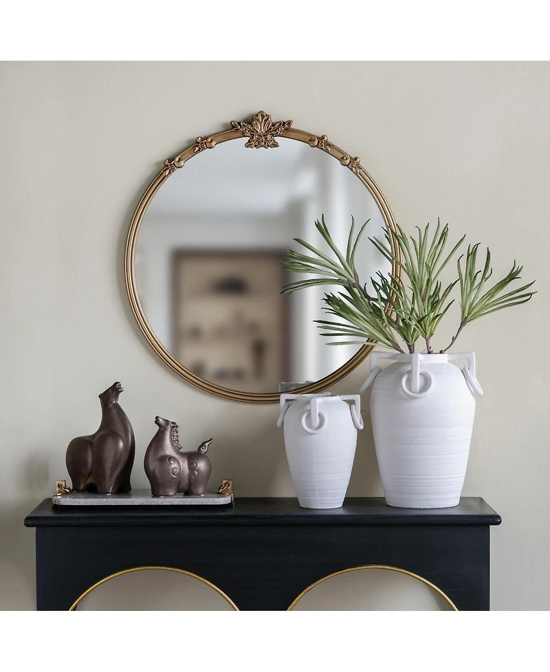 Laoties 30" Round Decorative Wall Mirror for Mantle, Entryway