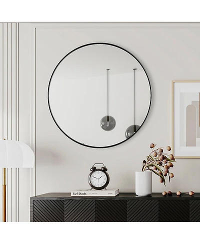 Laoties 28" Round Wall Mirror, Bathroom Vanity Mirror for Entryway, Bedroom and Living Room