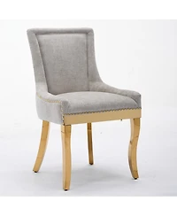 Clihome Dining Chairs, Modern Style with Curved - Plated Legs and Rivet Trim, Upholstered Comfort for Dining/Lounge,Set of 2