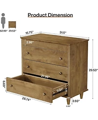 Tribesigns 31.5-Inch Extra Large Nightstand, 3-Drawer Bedside Table with Artistic Legs for Bedroom, Sturdy and Easy Assembly Side Table, Brown (1)