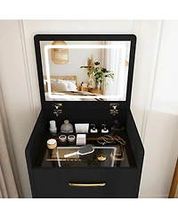 Streamdale Furniture 3-in-1 Compact Vanity Desk with Glass Desktop and 3 Drawers