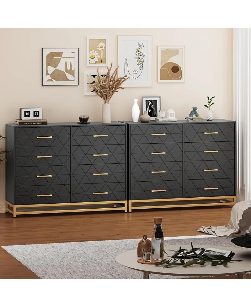 gaomon Dresser with 8 Drawers for Bedroom Large Storage Tower Wooden Chest of