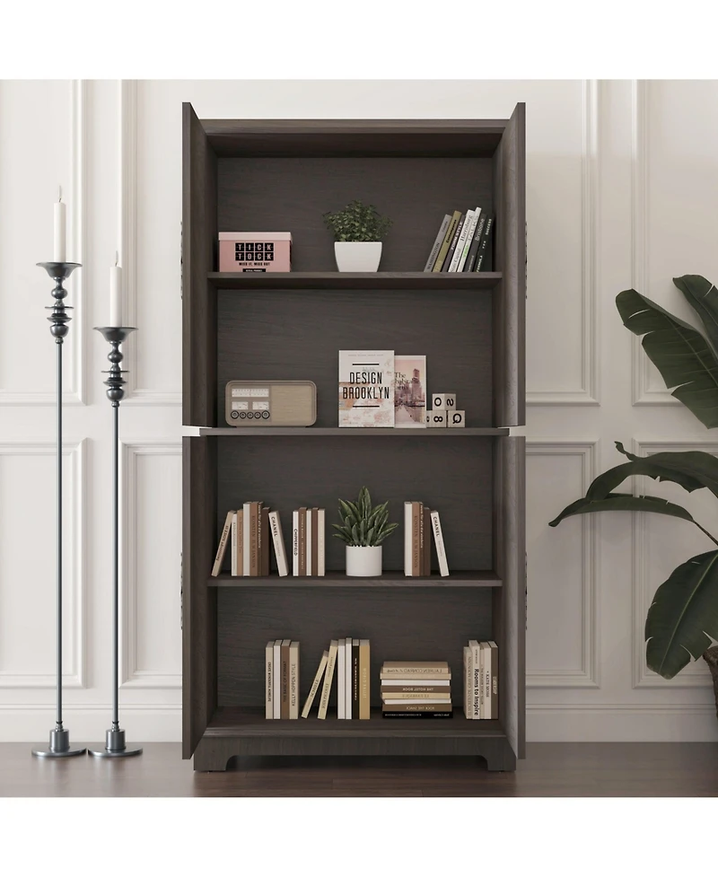 Sailvan Display Sideboard Buffet with 4 Acrylic Mirrored Doors and Adjustable Shelves