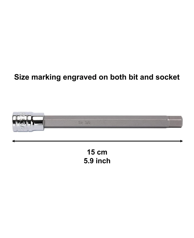 Xdovet Hex Bit Socket Set 3/8 Drive Sae Metric Cr-v S2 Steel